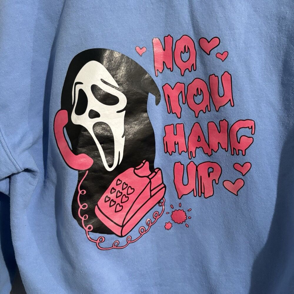 Scream Mask No You Hang Up Blue Hoodie Sweatshirt Women’s Medium